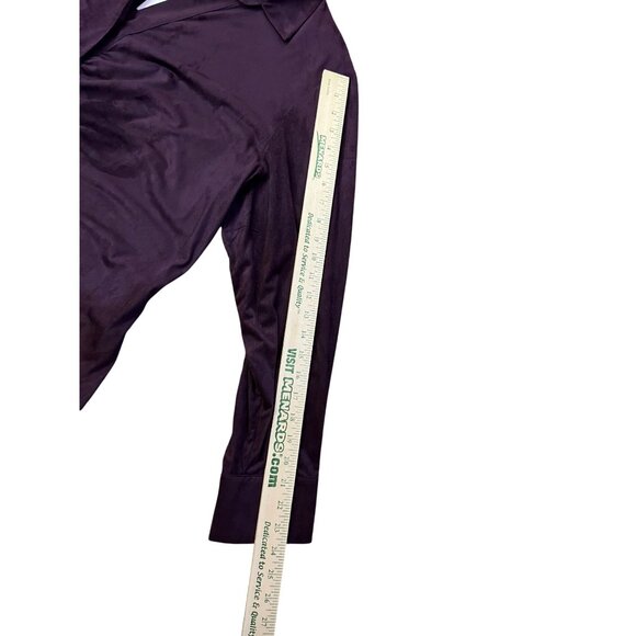 Calvin Klein Womens 1X Plum Aubergine Blouse Ruched Front Micro Suede New - Picture 11 of 16